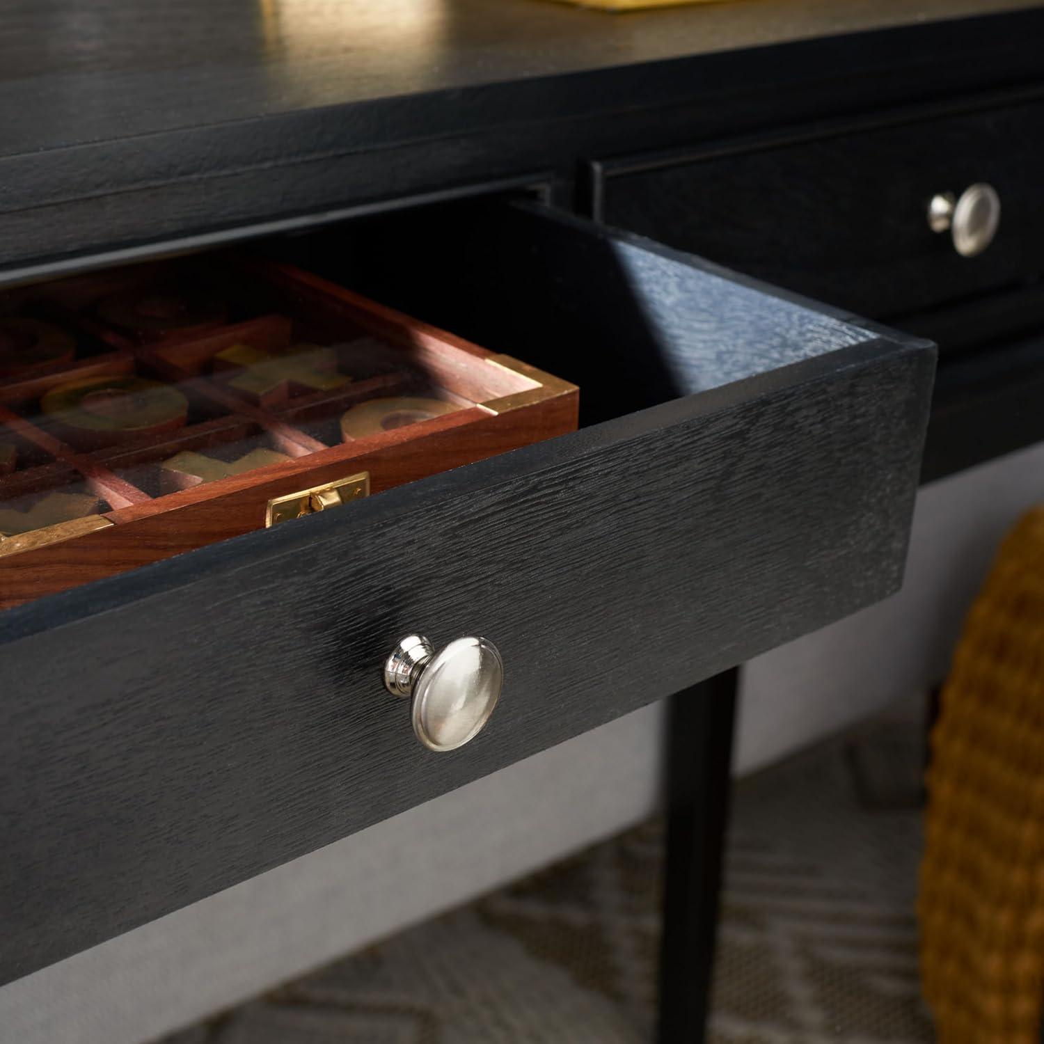 image:imageSafavieh Home Collection Opal Distressed White 2Drawer Console TableBlack