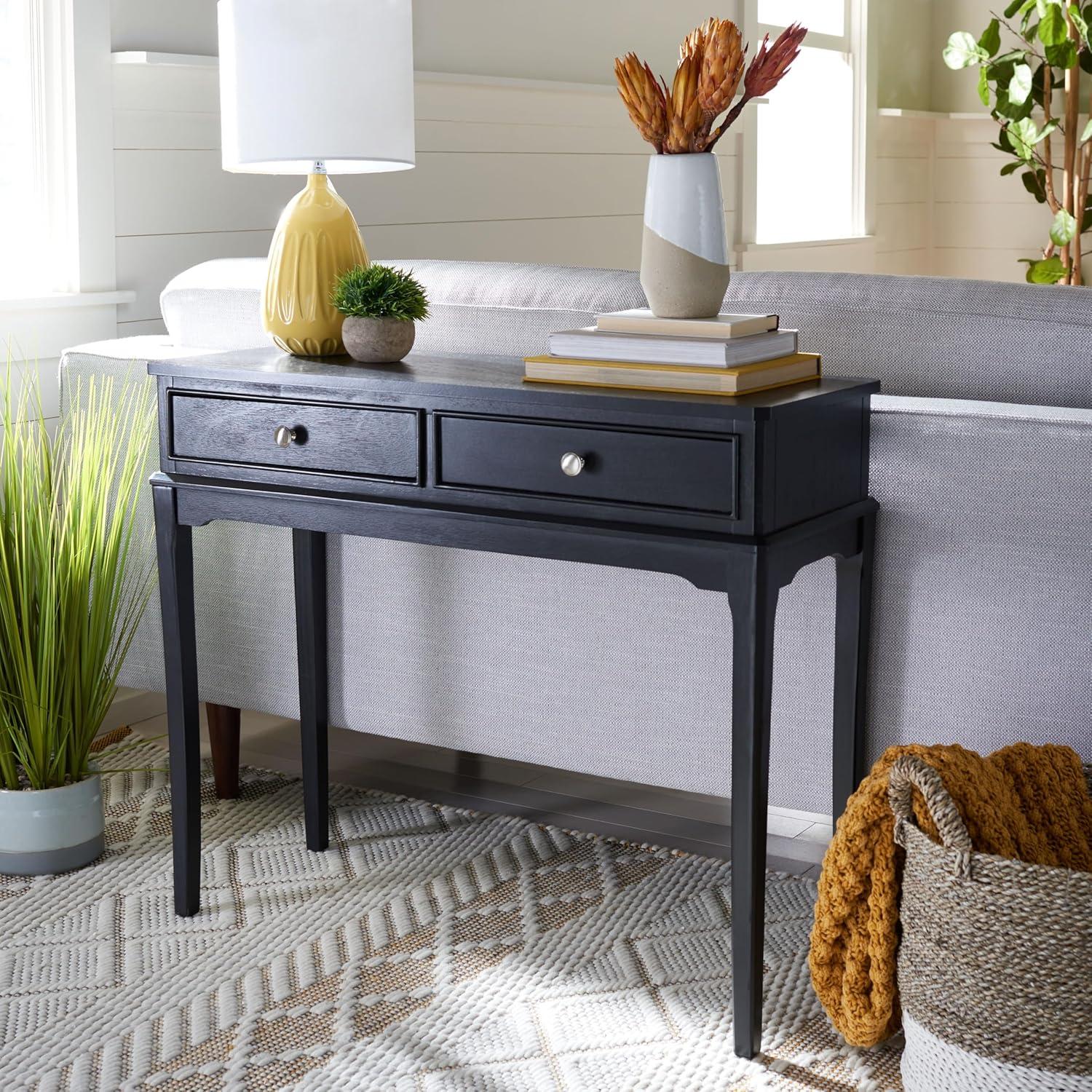 image:imageSafavieh Home Collection Opal Distressed White 2Drawer Console TableBlack