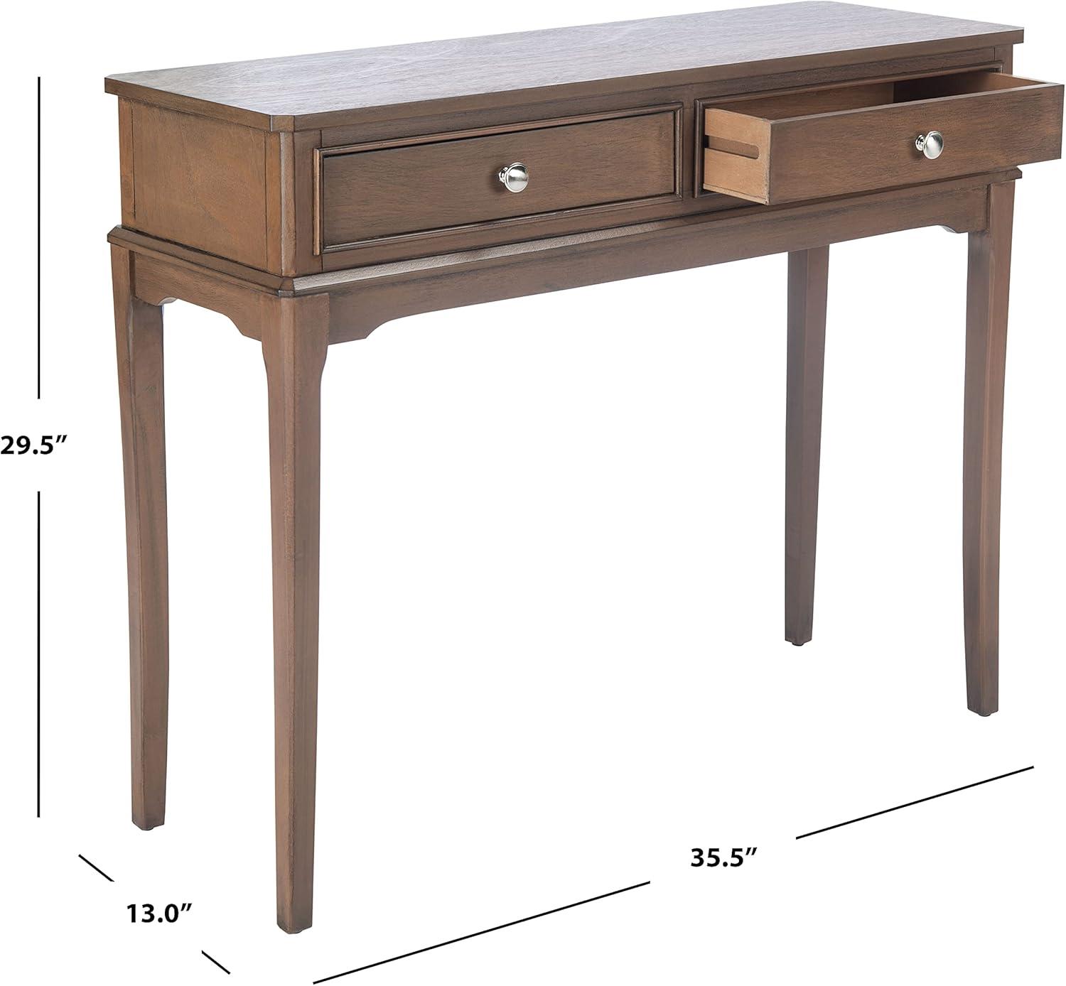 image:imageSafavieh Home Collection Opal Distressed White 2Drawer Console TableBrown