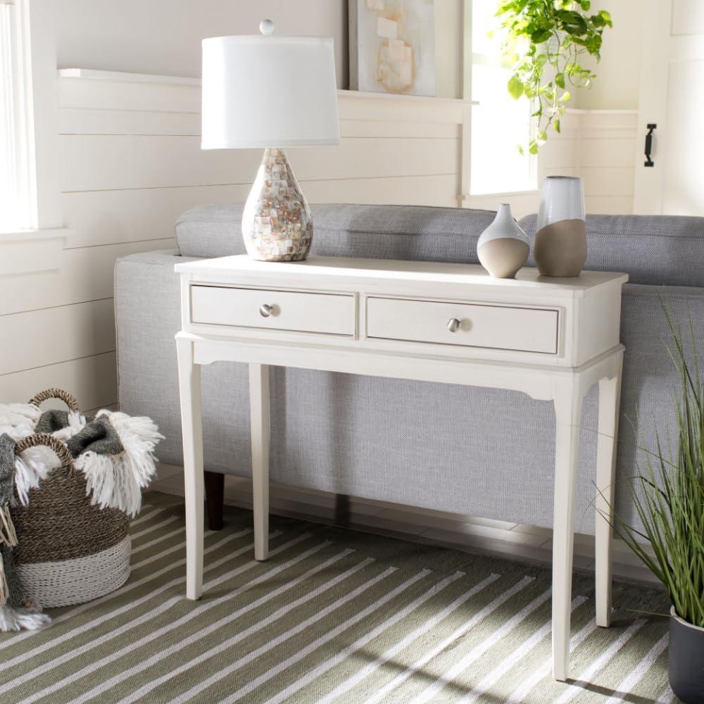 image:imageSafavieh Home Collection Opal Distressed White 2Drawer Console TableDistressed White