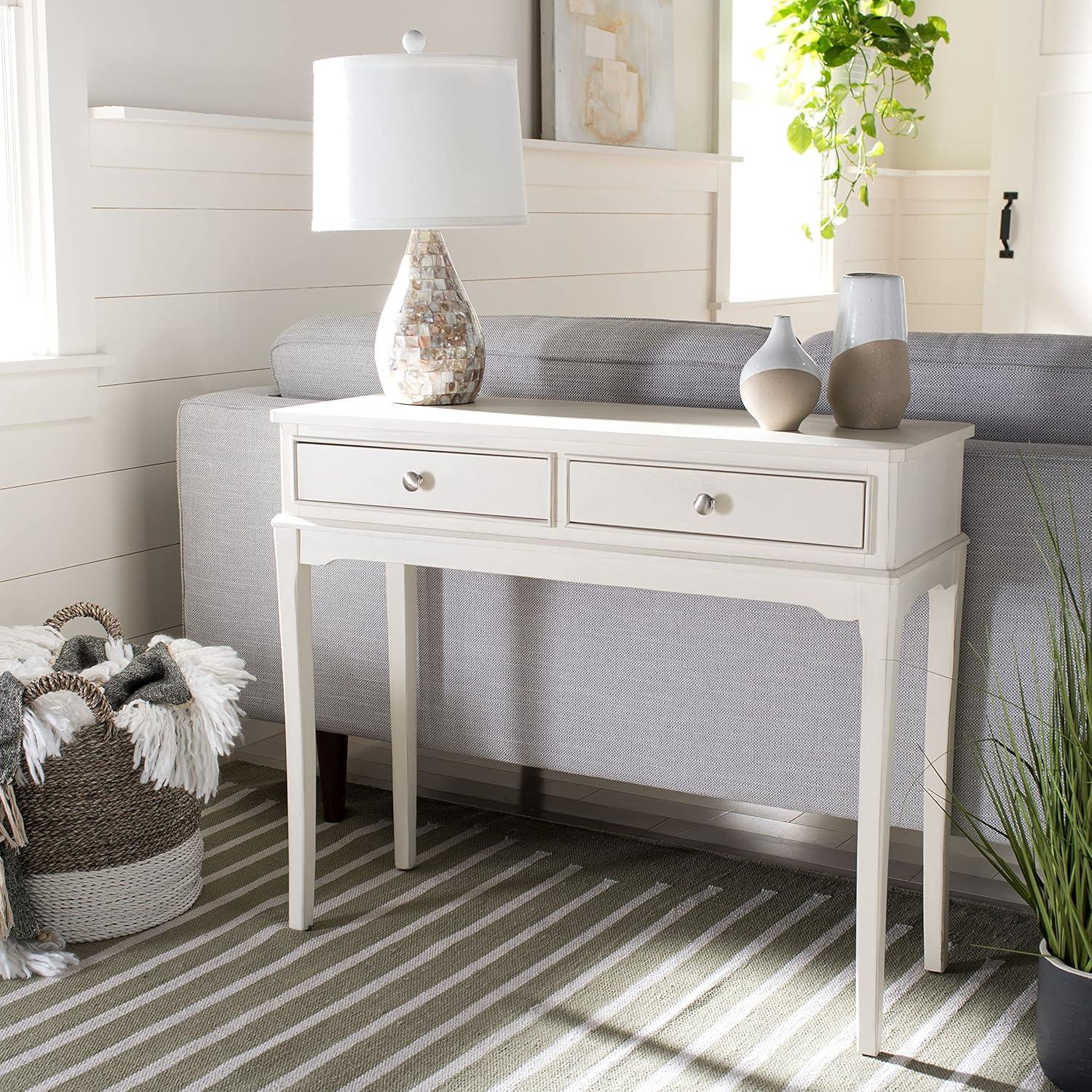 image:imageSafavieh Home Collection Opal Distressed White 2Drawer Console TableDistressed White