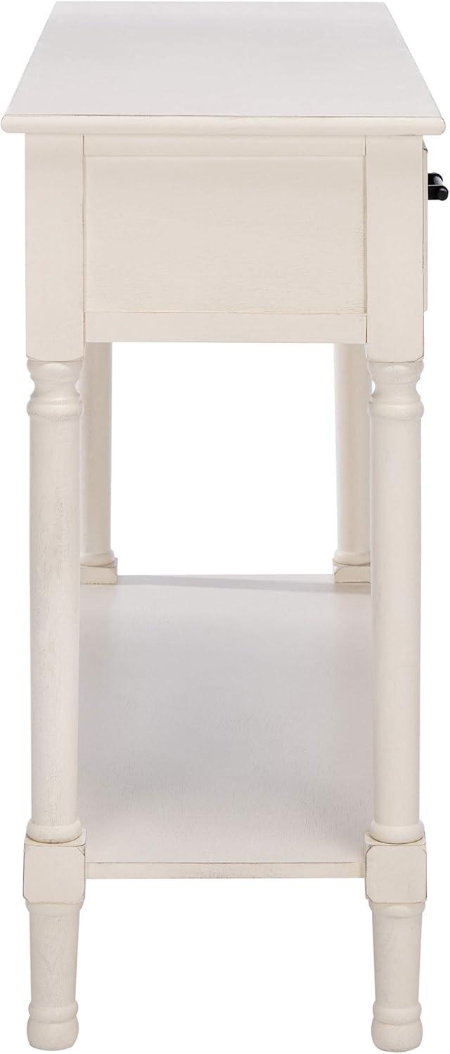 image:imageSafavieh Home Collection Ryder Distressed Grey 2Drawer Bottom Shelf Console TableDistressed White Greige