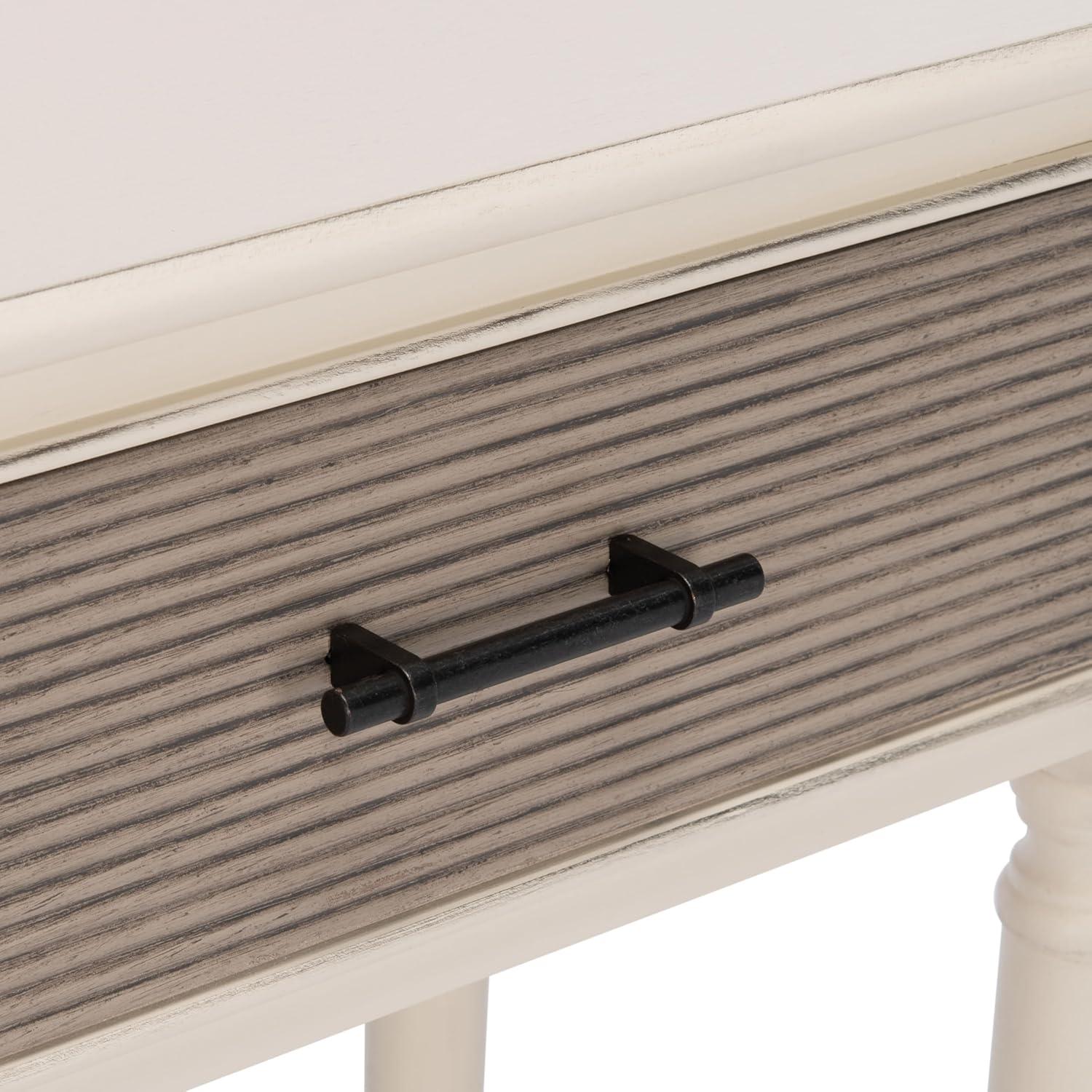 image:imageSafavieh Home Collection Ryder Distressed Grey 2Drawer Bottom Shelf Console TableDistressed White Greige