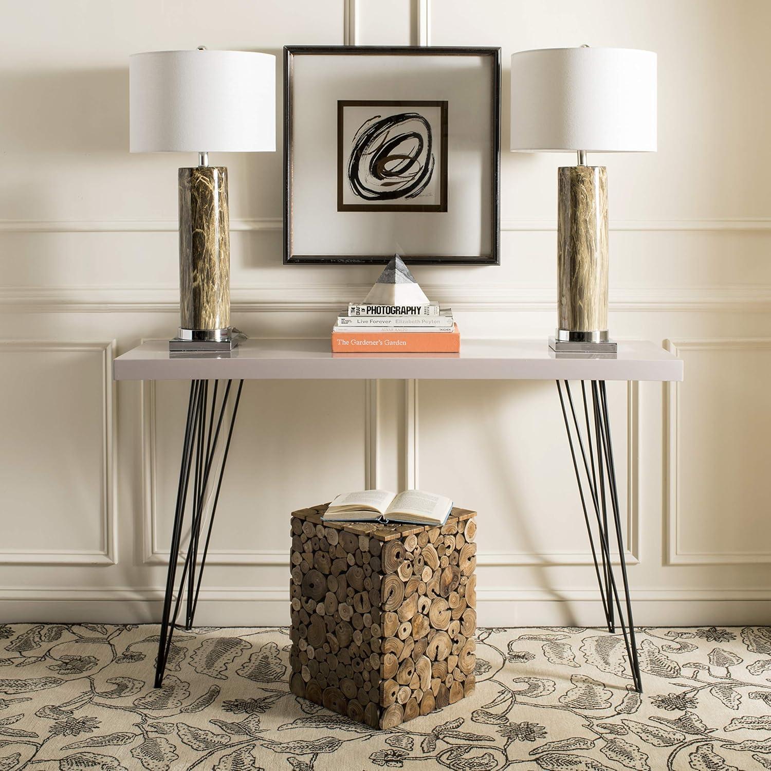 image:imageSafavieh Home Collection Wolcott MidCentury Modern Taupe and Black Console TableTaupe Black