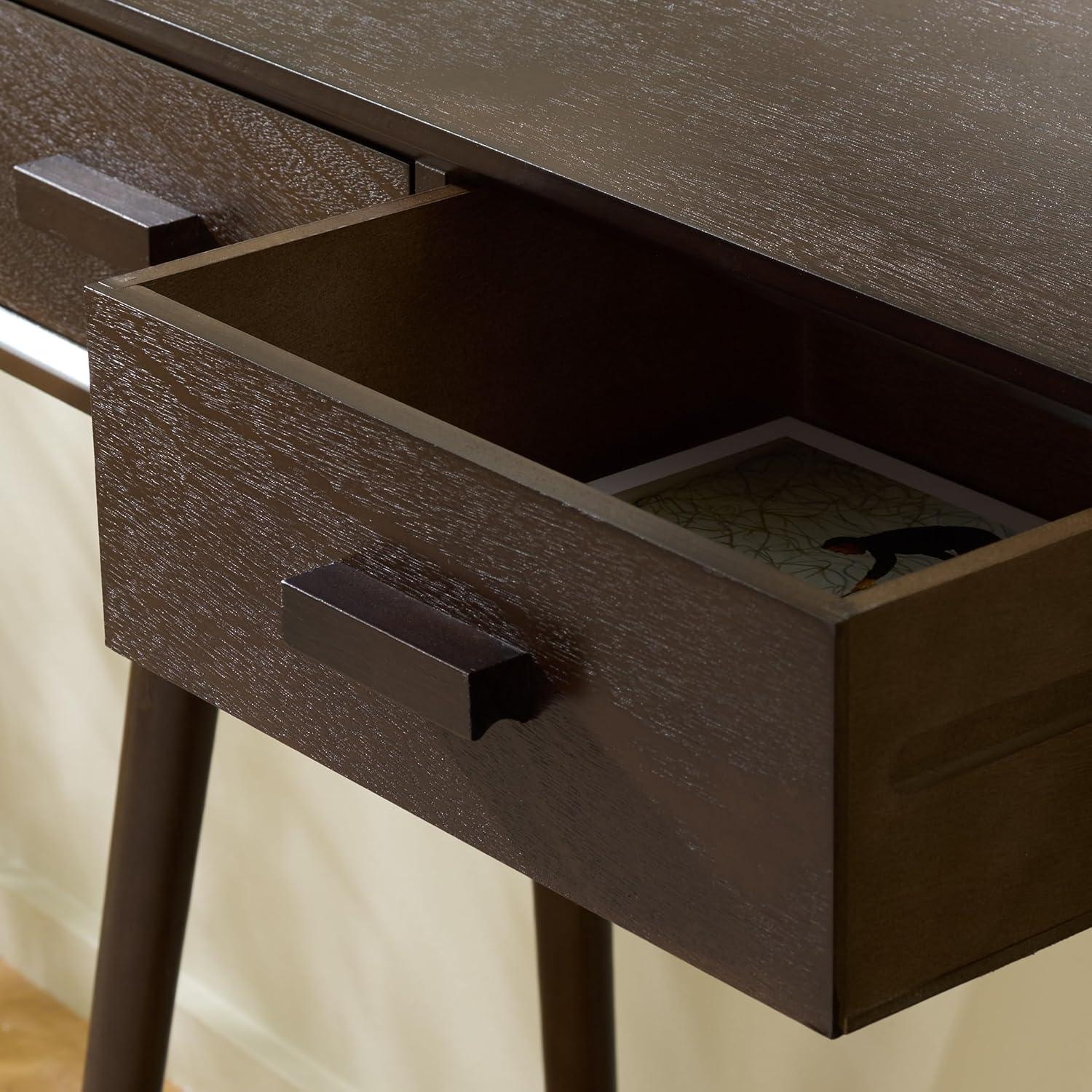 image:imageSafavieh Home Dean MidCentury Modern Slate Grey 2drawer ConsoleDark Chocolate