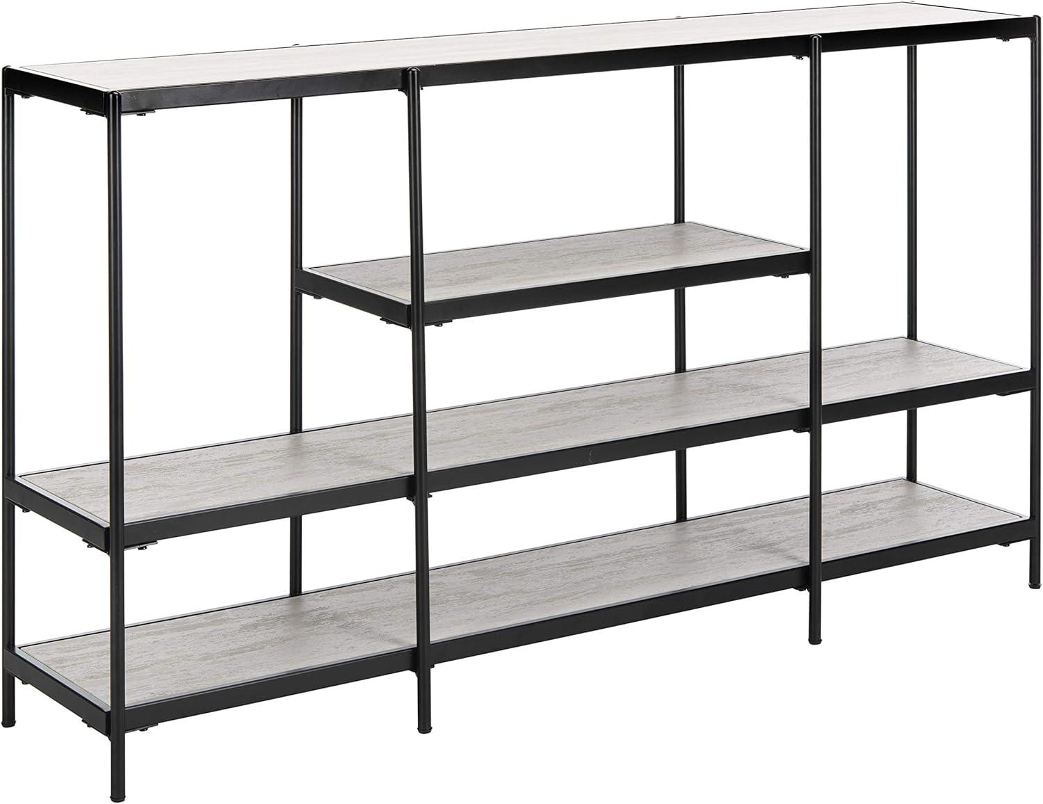 image:imageSafavieh Home Petra Beige and Matte Black 3tier Console Table