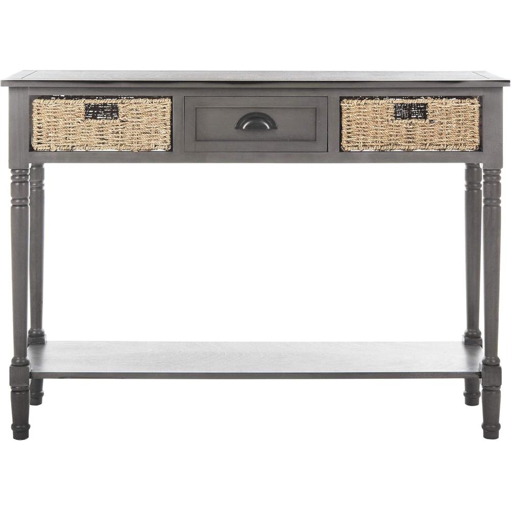 image:imageSAFAVIEH American Homes Collection Winifred Grey Wicker Console Table with StorageGrey