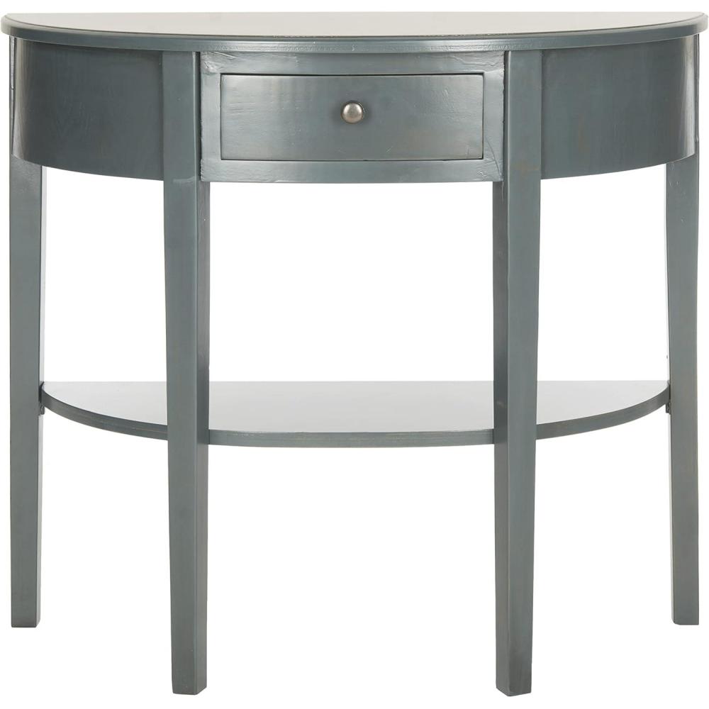image:imageSAFAVIEH Home Collection Abram Teal Semicircle Console Table with Drawer amp Shelf Transitional Country Console Demilune Design AMH6636BDark Teal