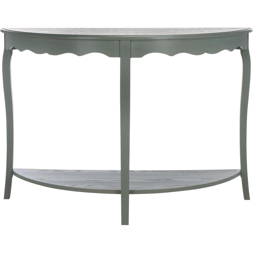 image:imageSAFAVIEH Home Collection Christina Firewood Semicircle Console Table with Shelf French Elegance Half Moon Design Cabriole Leg Accent AMH6610EAsh Grey