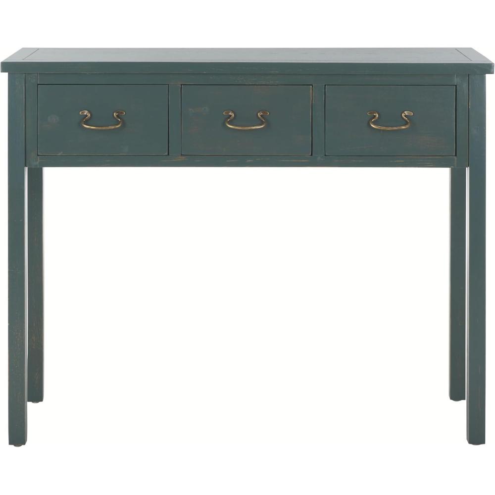 image:imageSAFAVIEH Home Collection Cindy White Console Table with Three Drawers French Farmhouse Storage Console Tapered Leg Design AMH6568CDark Teal