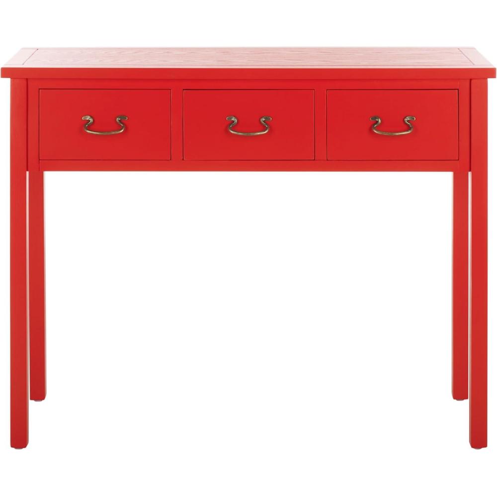 image:imageSAFAVIEH Home Collection Cindy White Console Table with Three Drawers French Farmhouse Storage Console Tapered Leg Design AMH6568CRed