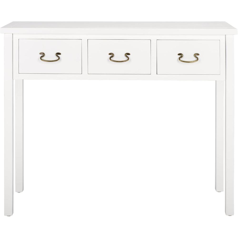 image:imageSAFAVIEH Home Collection Cindy White Console Table with Three Drawers French Farmhouse Storage Console Tapered Leg Design AMH6568CWhite