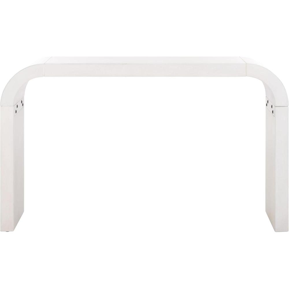 image:imageSAFAVIEH Home Collection  Liasonya Modern Natural Brown Waterfall Curved Console TableWhite Washed