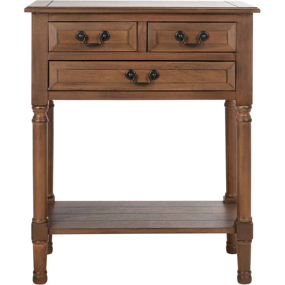 image:imageSAFAVIEH Home Collection  Primrose Greige Console Table with Three Drawers amp Shelf Classic Contemporary Storage Console Compact Entryway Design CNS5707DBrown