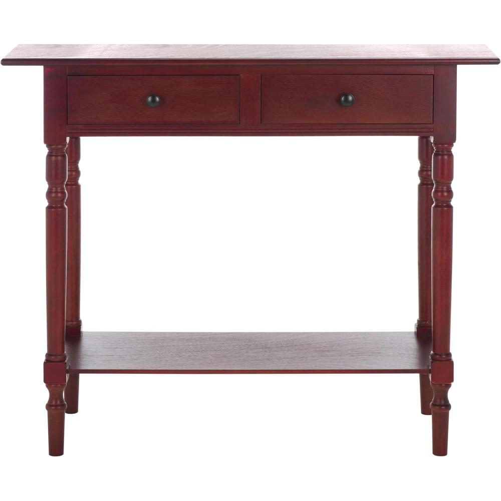 image:imageSAFAVIEH Home Collection Rosemary Vintage Grey Console Table with Drawers amp Shelf Classic Contemporary Storage Console Turned Leg Design AMH5705ADark Cherry