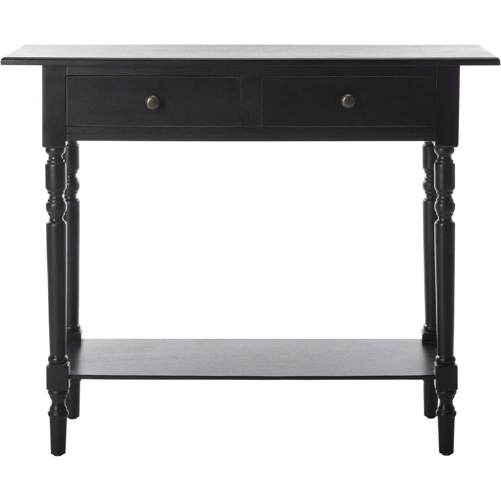 image:imageSAFAVIEH Home Collection Rosemary Vintage Grey Console Table with Drawers amp Shelf Classic Contemporary Storage Console Turned Leg Design AMH5705ADistressed Black