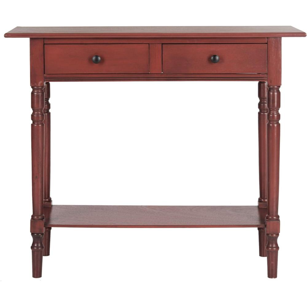 image:imageSAFAVIEH Home Collection  Rosemary Vintage Grey Console Table with Drawers amp Shelf Classic Contemporary Storage Console Turned Leg Design AMH5705ARed