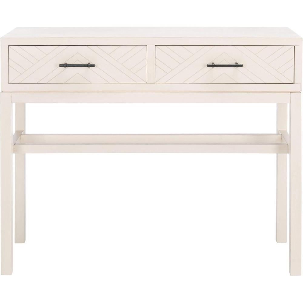 image:imageSAFAVIEH Home Collection Ajana Distressed White 2Drawer Console TableDistressed White