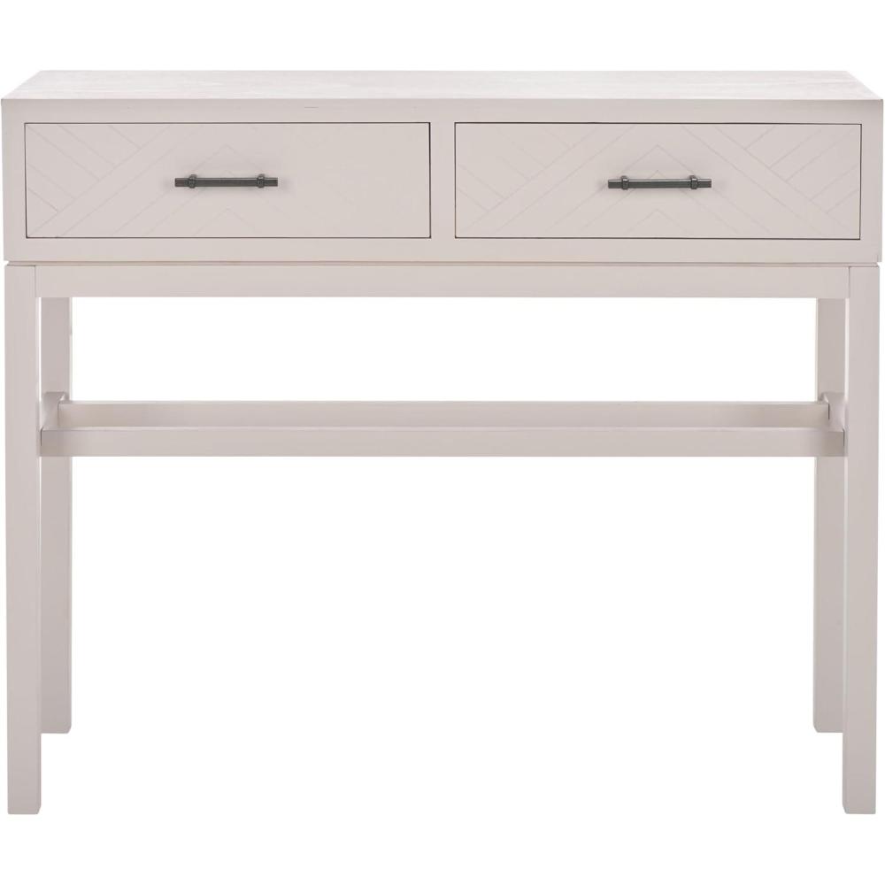 image:imageSAFAVIEH Home Collection Ajana Distressed White 2Drawer Console TableSummer Grey