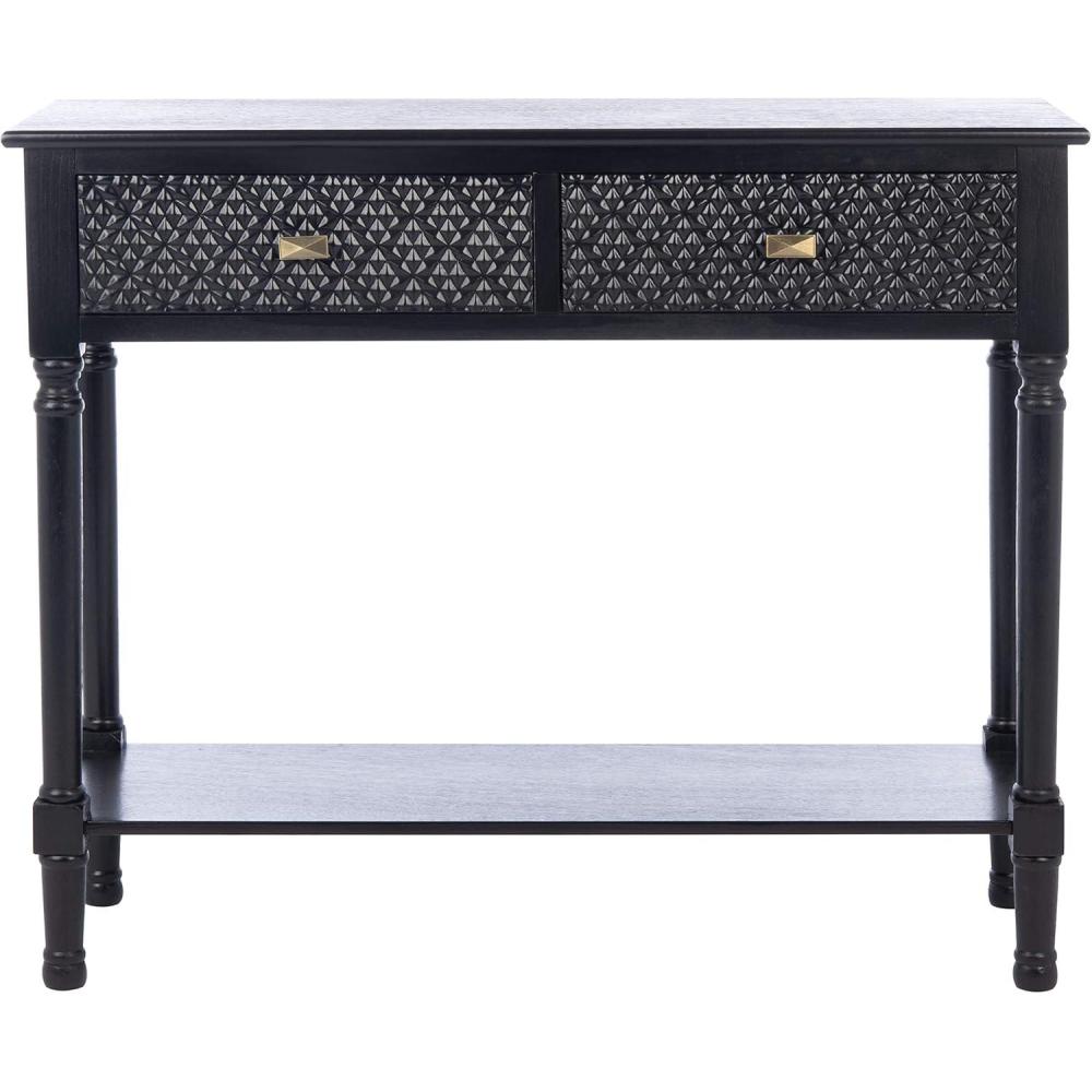 image:imageSAFAVIEH Home Collection Halton Camel Brown 2Drawer Console Table for Living Room Foyer Bedroom Hallway Entryway OfficeBlack