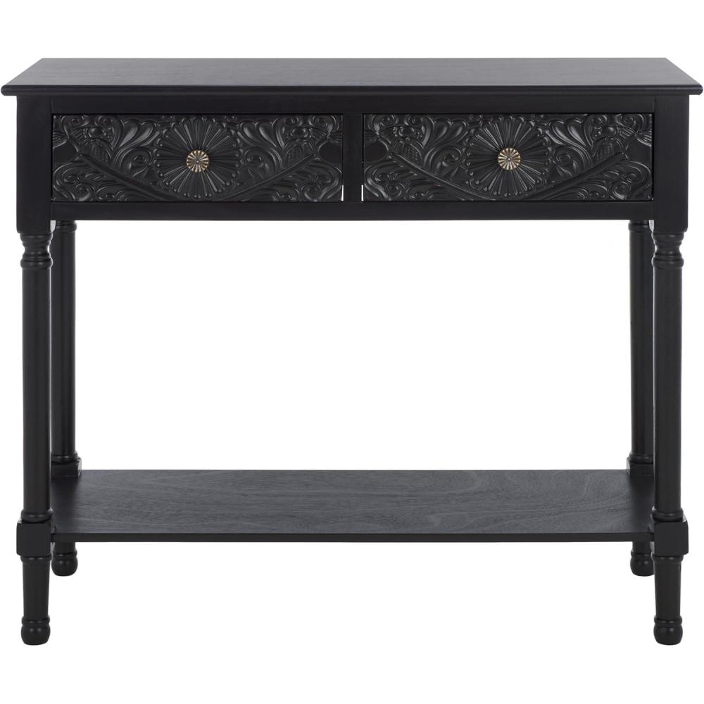 image:imageSAFAVIEH Home Collection Josie Greige 2Drawer Console TableBlack