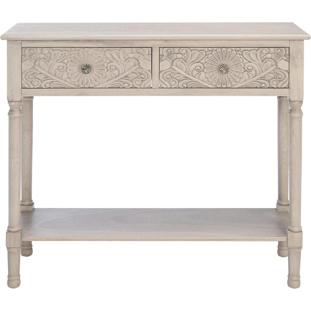 image:imageSAFAVIEH Home Collection Josie Greige 2Drawer Console TableGreige
