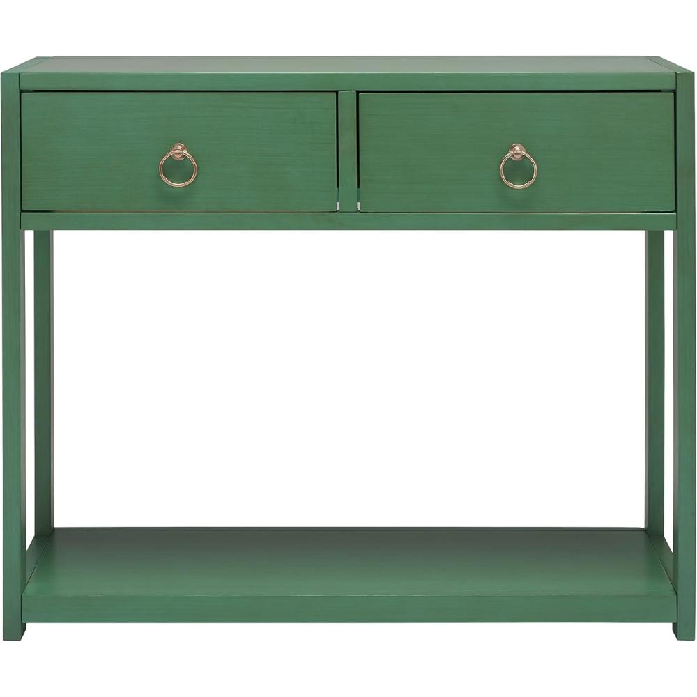 image:imageSAFAVIEH Home Collection Sadie Contemporary Turquoise Green 2Drawer Console Table Fully AssembledTurquoise