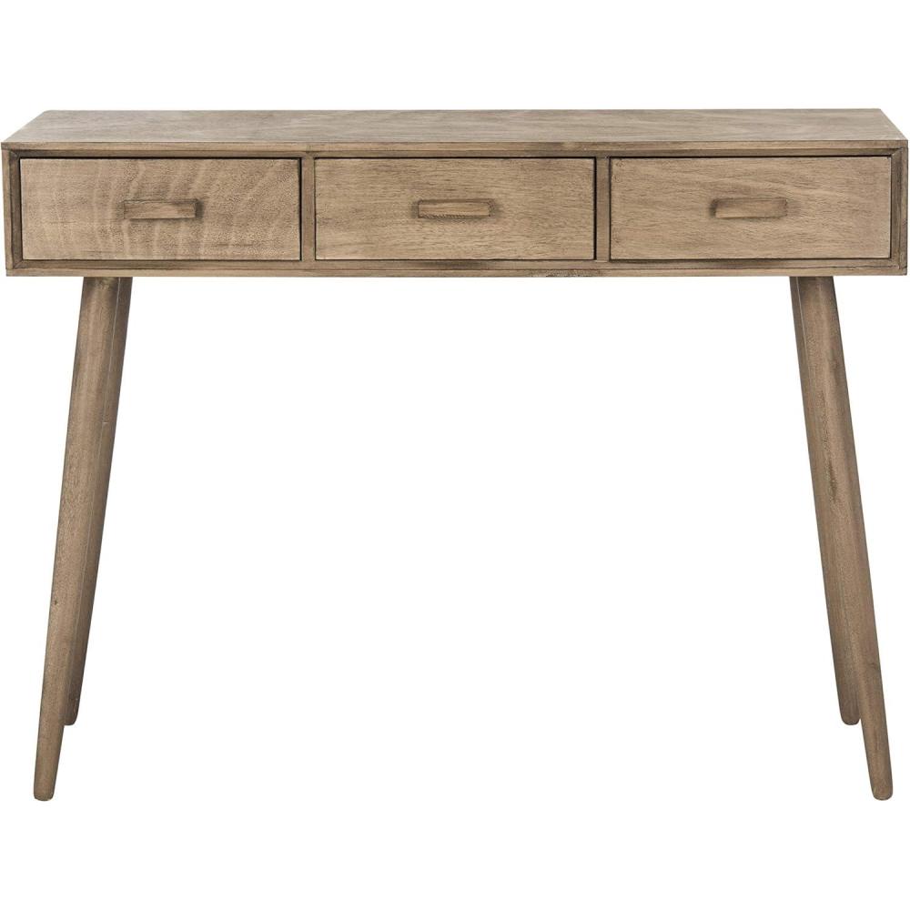 image:imageSafavieh Home Albus MidCentury Modern Antique White 3drawer Console TableChocolate