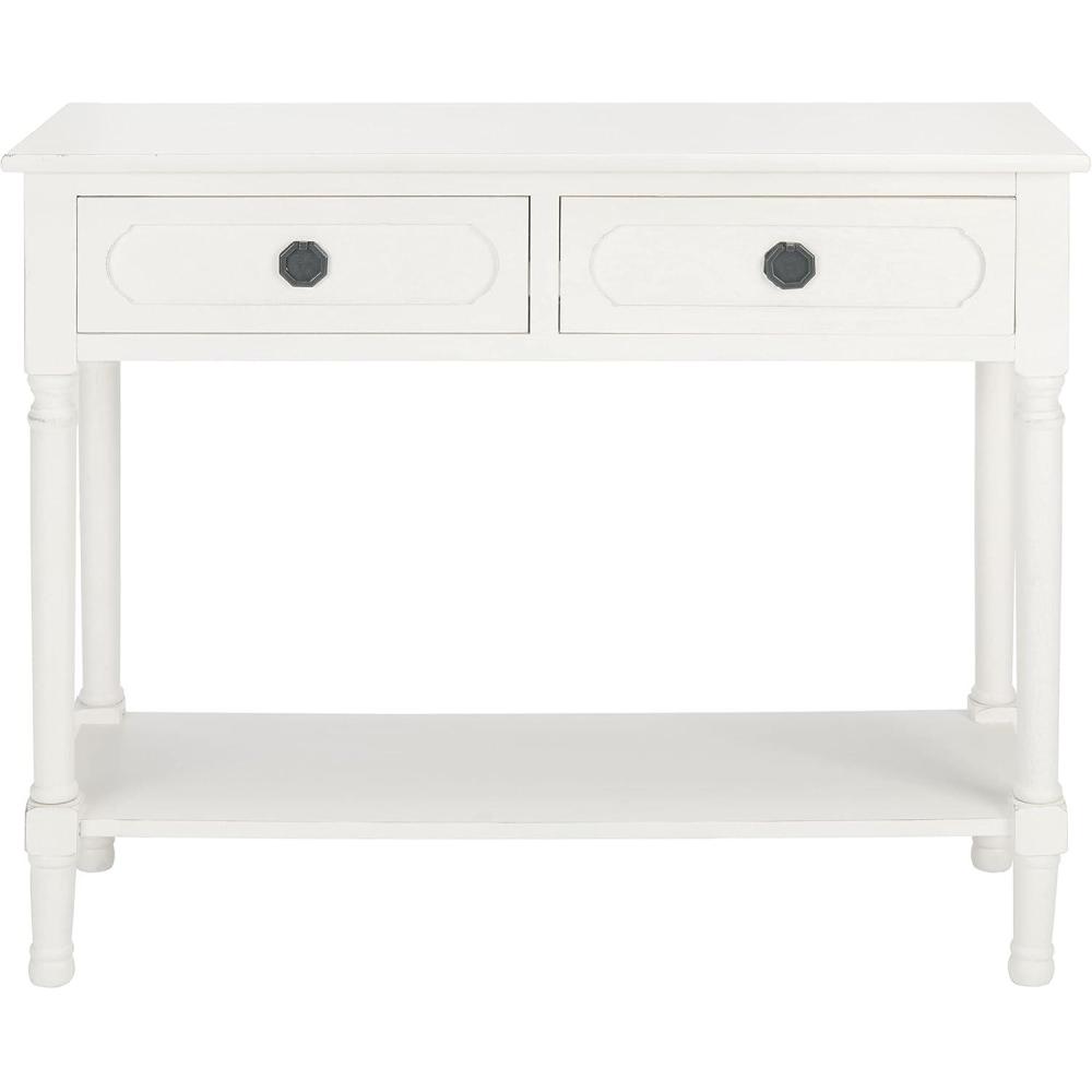 image:imageSafavieh Home Collection Allura Black 2Drawer Bottom Shelf Console TableDistressed  White