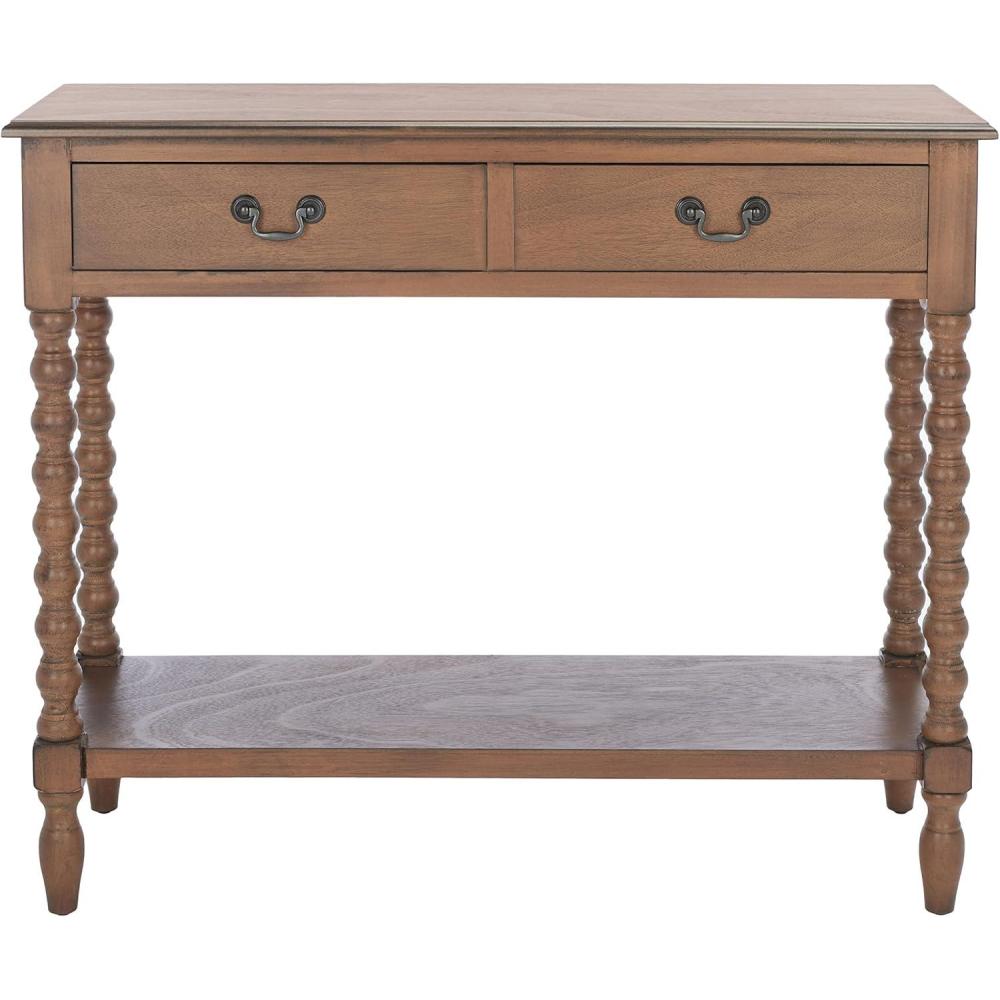 image:imageSafavieh Home Collection Athena Distressed White 2Drawer Console TableBrown