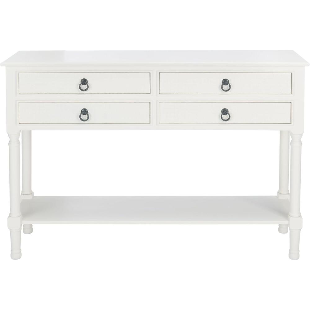 image:imageSafavieh Home Collection Haines Greige 4Drawer Bottom Shelf Console TableDistressed White