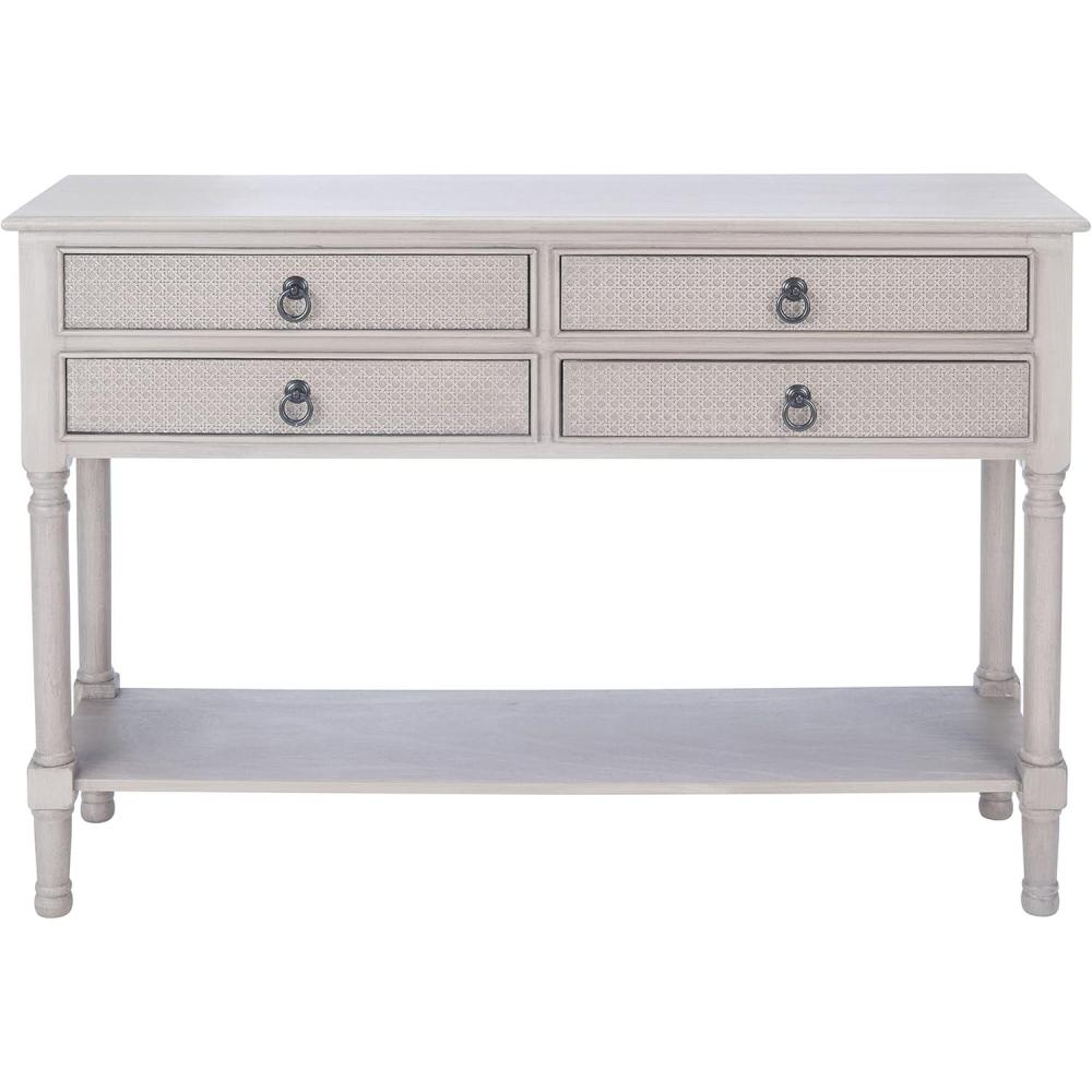 image:imageSafavieh Home Collection Haines Greige 4Drawer Bottom Shelf Console TableGreige