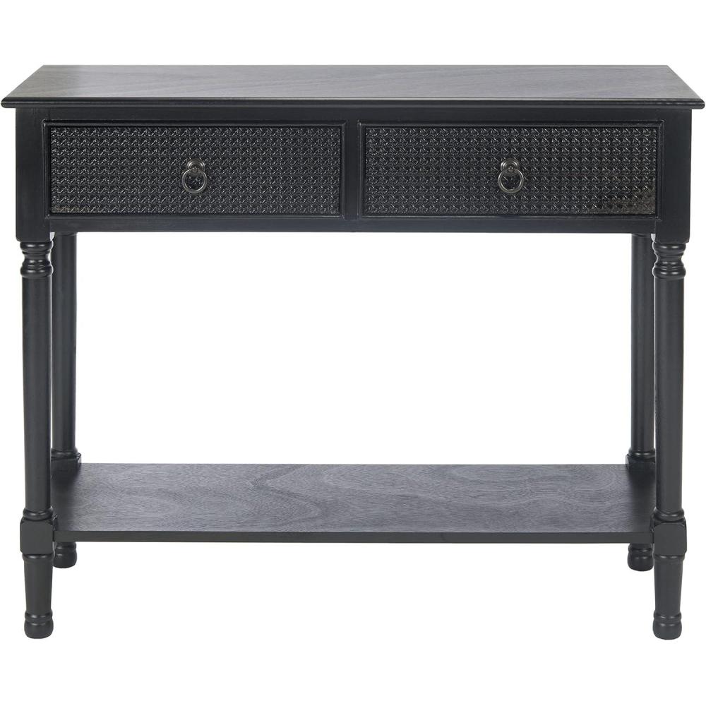 image:imageSafavieh Home Collection Haines White 2Drawer Bottom Shelf Console TableBlack