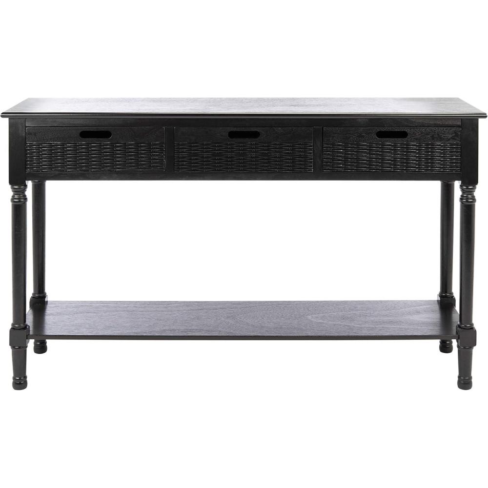 image:imageSafavieh Home Collection Landers Distressed 3Drawer Console Table CNS5711A Distrssed WhiteBlack