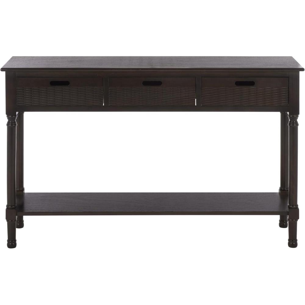 image:imageSafavieh Home Collection Landers Distressed 3Drawer Console Table CNS5711A Distrssed WhiteDark Chocolate