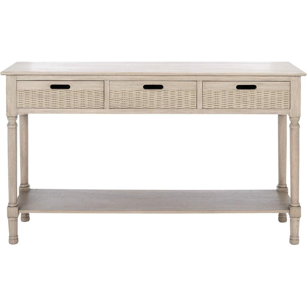 image:imageSafavieh Home Collection Landers Distressed 3Drawer Console Table CNS5711A Distrssed WhiteGreige