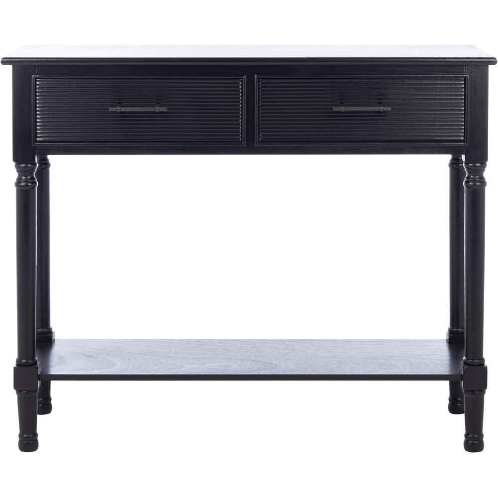 image:imageSafavieh Home Collection Ryder Distressed Grey 2Drawer Bottom Shelf Console TableBlack
