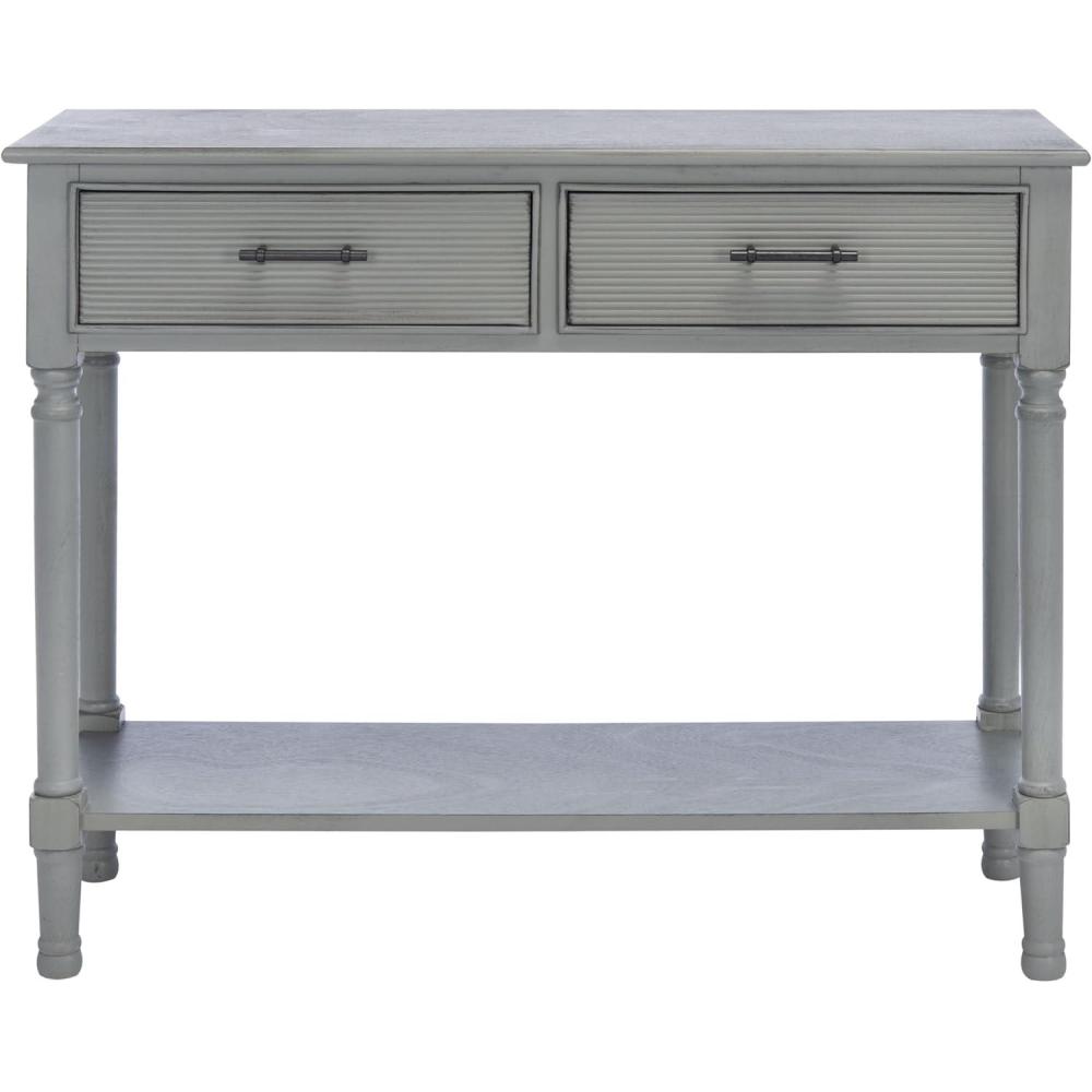 image:imageSafavieh Home Collection Ryder Distressed Grey 2Drawer Bottom Shelf Console TableDistressed Grey