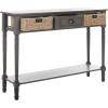 SAFAVIEH American Homes Collection Winifred Grey Wicker Console Table with Storage(Grey)
