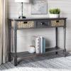 SAFAVIEH American Homes Collection Winifred Grey Wicker Console Table with Storage(Grey)