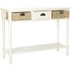 SAFAVIEH American Homes Collection Winifred Grey Wicker Console Table with Storage(White)