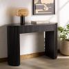 SAFAVIEH Couture Collection Rikki Walnut Brown Fluted Oval Top 1-Drawer Console Table(Black)