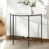 SAFAVIEH Couture Collection Tauri Brass & White Marble Half Moon Console Table (Fully Assembled)(Black/Clear)