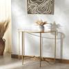 SAFAVIEH Couture Collection Tauri Brass & White Marble Half Moon Console Table (Fully Assembled)(Brass/Clear)
