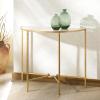 SAFAVIEH Couture Collection Tauri Brass & White Marble Half Moon Console Table (Fully Assembled)(Brass/White)