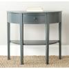 SAFAVIEH Home Collection – Abram Teal Semicircle Console Table with Drawer & Shelf, Transitional Country Console, Demilune Design (AMH6636B)(Dark Teal)