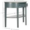 SAFAVIEH Home Collection – Abram Teal Semicircle Console Table with Drawer & Shelf, Transitional Country Console, Demilune Design (AMH6636B)(Dark Teal)