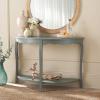 SAFAVIEH Home Collection – Christina Firewood Semicircle Console Table with Shelf, French Elegance Half Moon Design, Cabriole Leg Accent (AMH6610E)(Ash Grey)