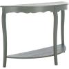 SAFAVIEH Home Collection – Christina Firewood Semicircle Console Table with Shelf, French Elegance Half Moon Design, Cabriole Leg Accent (AMH6610E)(Ash Grey)
