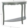 SAFAVIEH Home Collection – Christina Firewood Semicircle Console Table with Shelf, French Elegance Half Moon Design, Cabriole Leg Accent (AMH6610E)(Ash Grey)